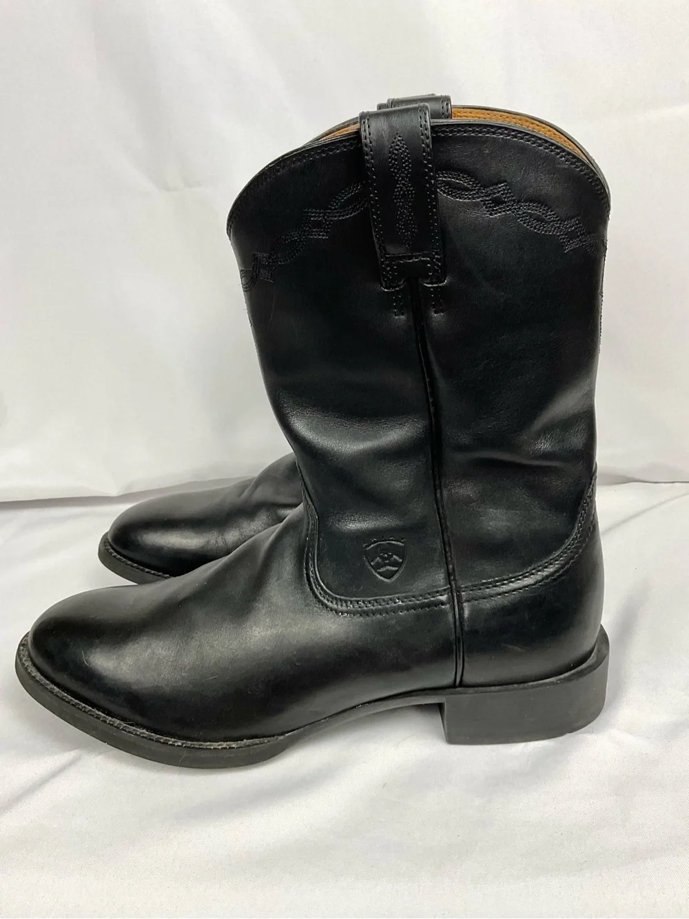 Ariat Heritage Roper Boots Leather Western Boots Men's Sz 10.5D Black Style 3501